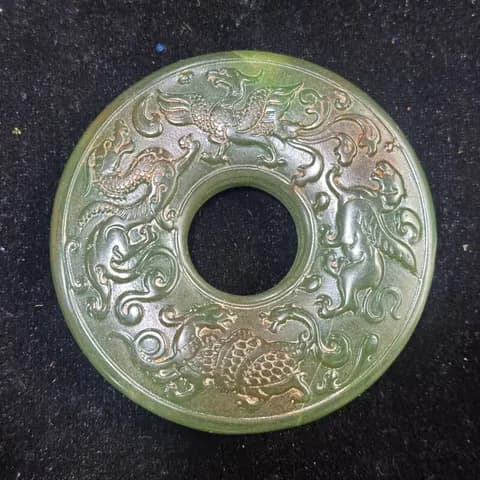 Xiuyan Jade Bi Disc Ornament