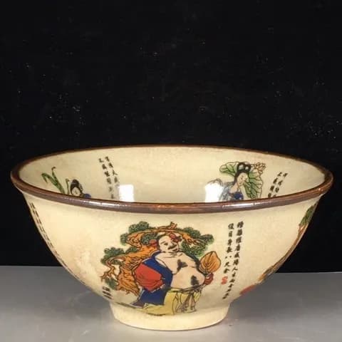Crackle-Glazed Eight Immortals Porcelain Bowl image 2