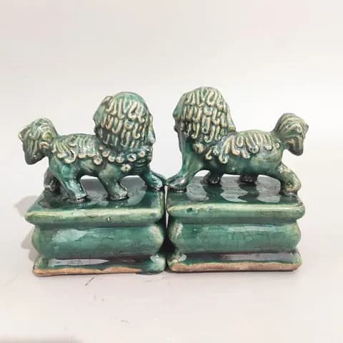 Antique-Style Peacock-Green Lion Seal image 2