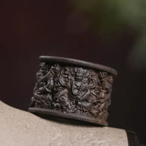 Agarwood Five Gods of Wealth Archer's Thumb Ring image 3