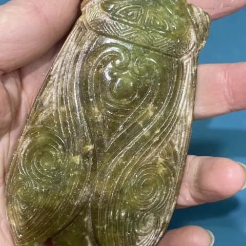 Xiuyan Jade Cicada Hand Piece image 3
