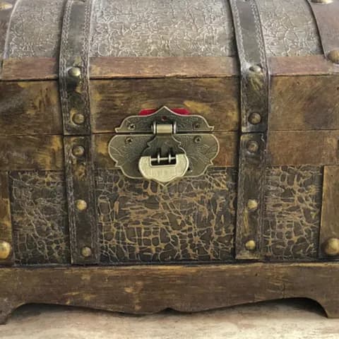 Antique-Style Distressed Wooden Treasure Chest