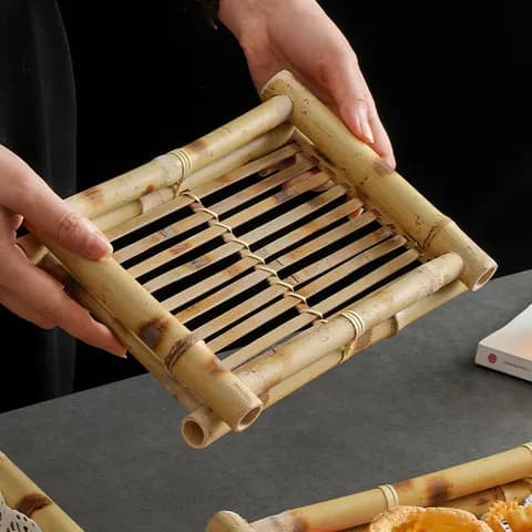 Rectangular Bamboo-Woven Tray