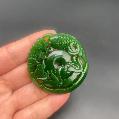 Faux-Jade Openwork Glass Pendant image 3