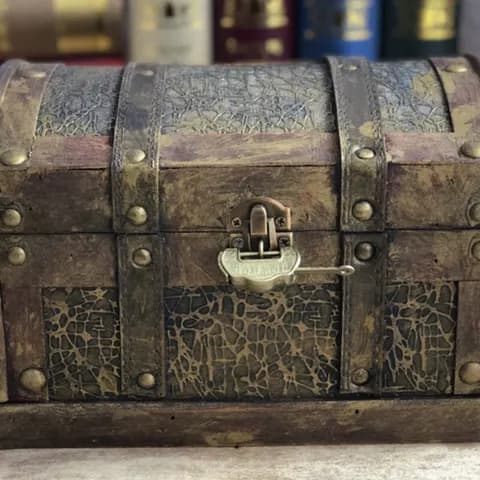 Antique-Style Distressed Wooden Treasure Chest image 2