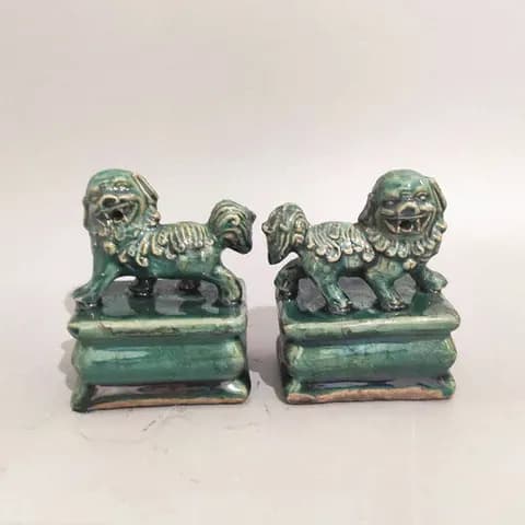 Antique-Style Peacock-Green Lion Seal