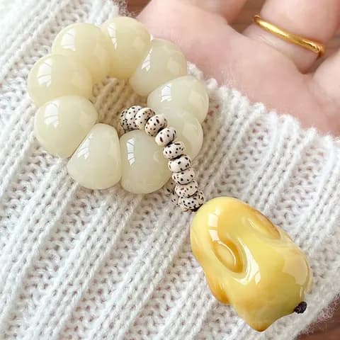 White Bodhi Root Prayer Bead Bracelet image 2
