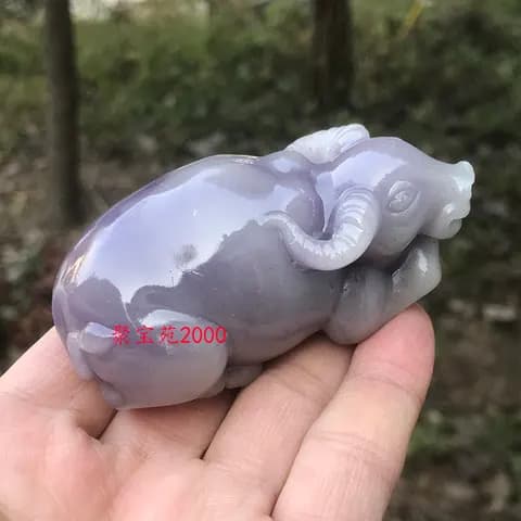 Smoky Purple Hetian Jade Ox Hand Piece image 3