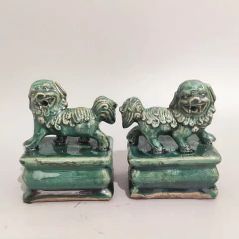 Antique-Style Peacock-Green Lion Seal image 3