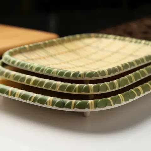 Melamine Faux Bamboo-Woven Tray image 2
