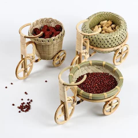 Bamboo Woven Tricycle Fruit Basket