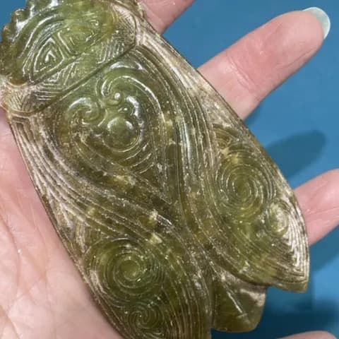 Xiuyan Jade Cicada Hand Piece image 2