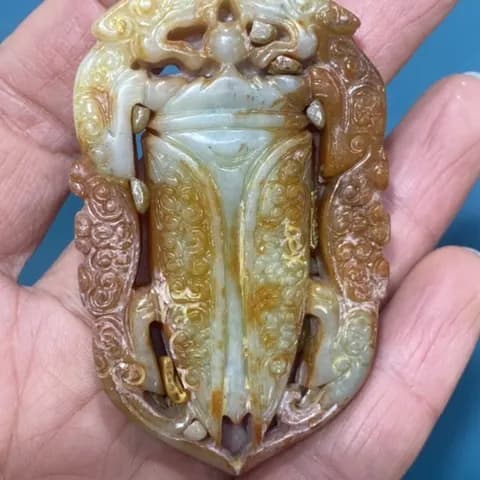 Xiuyan Jade Cicada Carving Ornament image 3