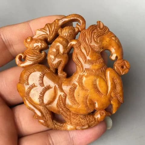 Xiuyan Jade Flying-Dragon Bi Disc Pendant image 2