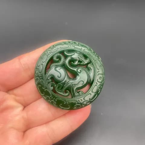 Faux-Jade Openwork Glass Pendant