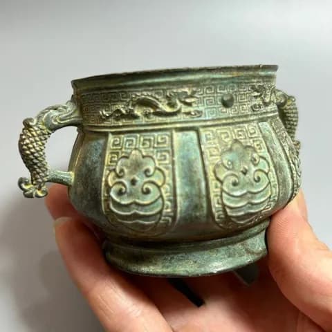 Antique-Style Bronze Beast-Mask Wine Cup image 2