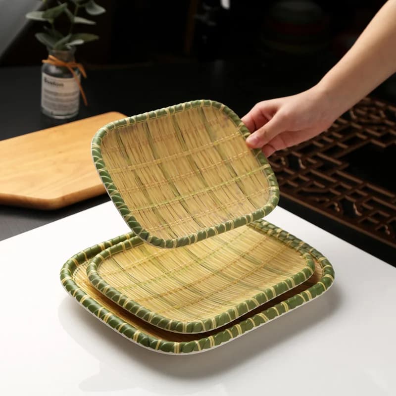 Melamine Faux Bamboo-Woven Tray