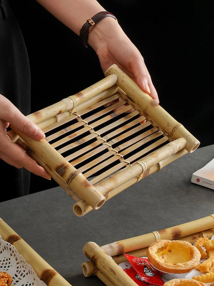 Rectangular Bamboo-Woven Tray