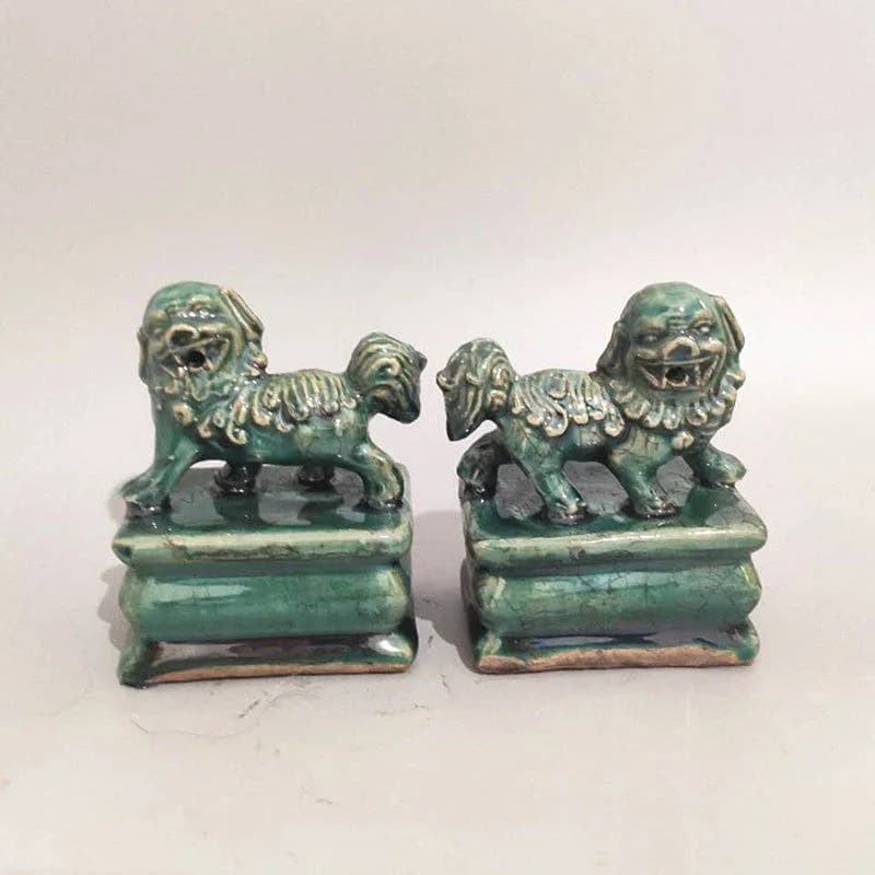 Antique-Style Peacock-Green Lion Seal