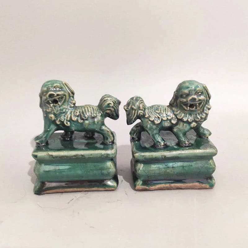 Antique-Style Peacock-Green Lion Seal