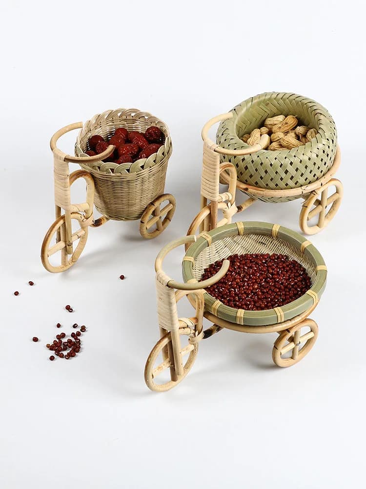 Bamboo Woven Tricycle Fruit Basket
