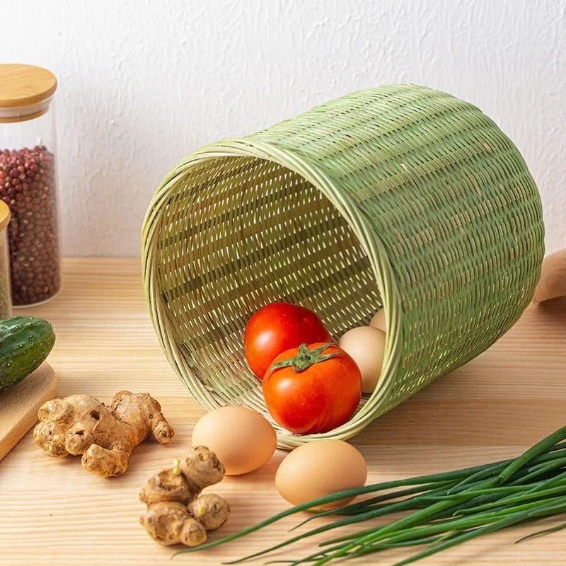 Handmade Bamboo Woven Round Basket