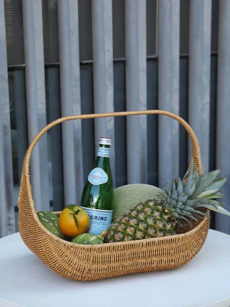 Faux-Rattan Carry Basket